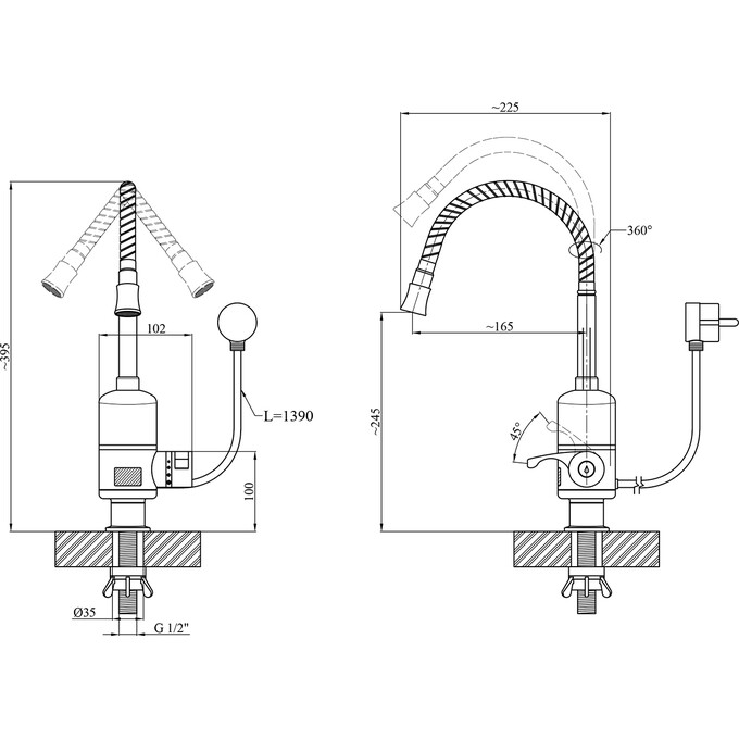 Проточный водонагреватель для кухни Kroner KRM Volt CW090R (белый/хром, с дисплеем, с гибким изливом и электронагревом 3 кВт), фото 7