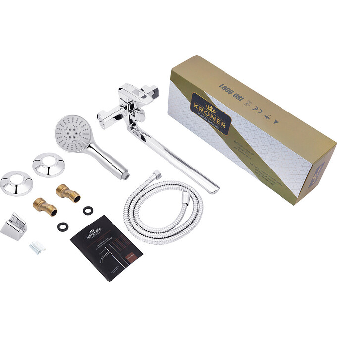 Змішувач для ванни Kroner KRP Kante C070 (з лійкою та шлангом), фото , изображение 7