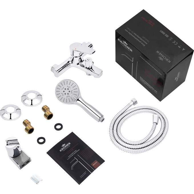 Змішувач для ванни Kroner KRP Brocken C060 (з лійкою та шлангом), фото , изображение 6