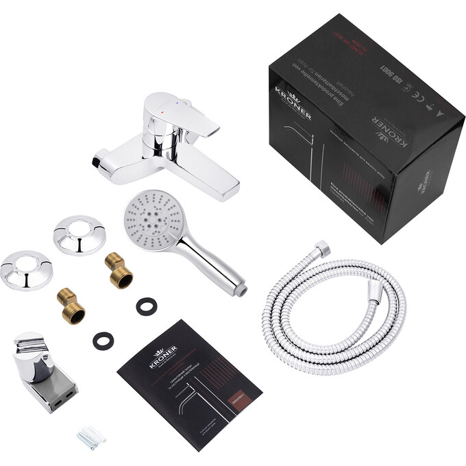 Змішувач для ванни Kroner KRP Enzo C060 (з лійкою та шлангом), фото , изображение 6