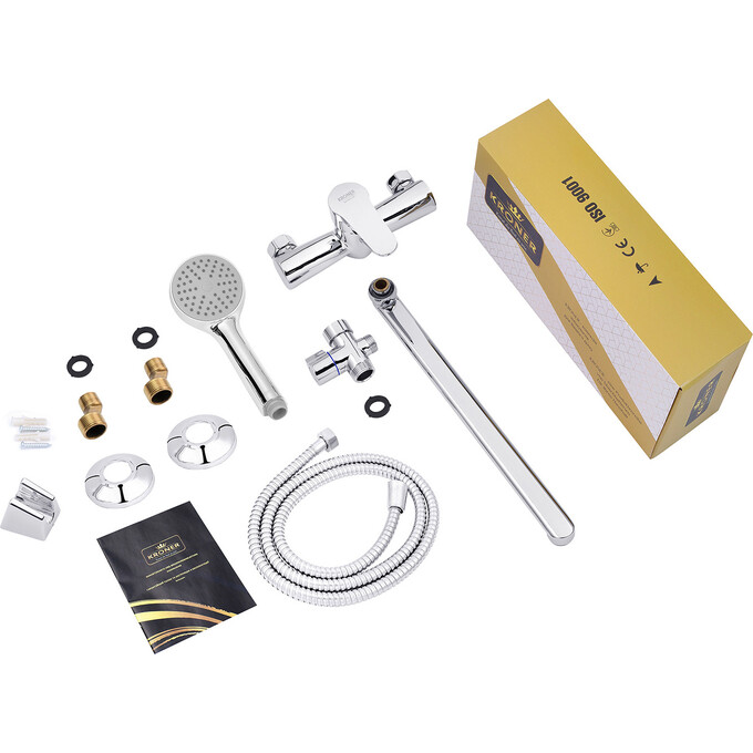 Змішувач для ванни Kroner KRP Elbe C072 (з лійкою та шлангом), фото , изображение 8