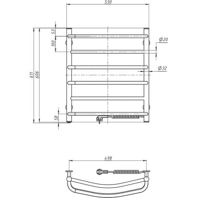 Электрический полотенцесушитель Navin Омега 12-015030-5360 (530x600, белый глянец, правый), Доступные размеры: 530 x 600, Цвет производителя: белый глянец, Подключение полотенцесушителя: правое, фото 5