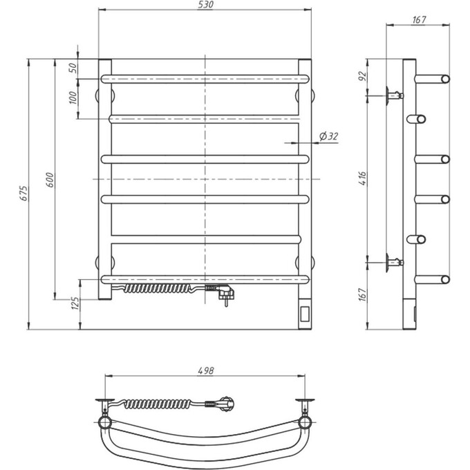 Электрический полотенцесушитель Navin Омега Sensor 10-015133-5360 (530x600, левый, сенсорный, с таймером), Доступные размеры: 530 x 600, Цвет производителя: хром, Подключение полотенцесушителя: левое, фото 6