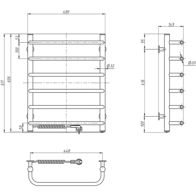 Электрический полотенцесушитель Navin Симфония 12-009130-4860 (480x600, белый глянец, левый), Доступные размеры: 480 x 600, Цвет производителя: белый глянец, Подключение полотенцесушителя: левое, фото 5