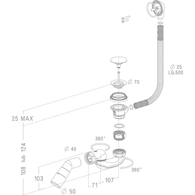 Сифон для ванны Radaway B602R (с переливом, Click-Clack), фото 3