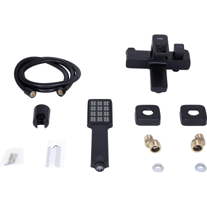 Смеситель для ванны Lidz Wawel 006 Black Matt LDWAW006BLA45393 (черный матовый, с лейкой и шлангом), Цвет производителя: черный матовый, фото 6