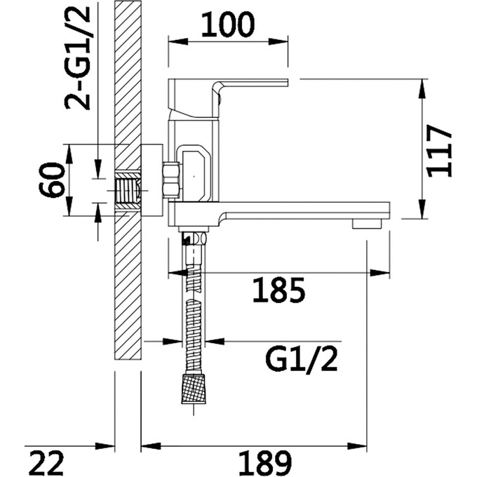 Смеситель для ванны Lidz Dozorca 0051 Chrome LDDOZ0051CRM45404 (с лейкой и шлангом), фото 6