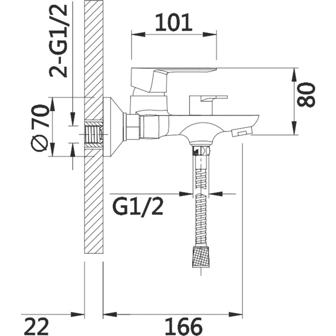 Смеситель для ванны Lidz Latwa 006 Chrome LDLAT006CRM45414 (хром, с лейкой и шлангом), Цвет производителя: хром, фото 6
