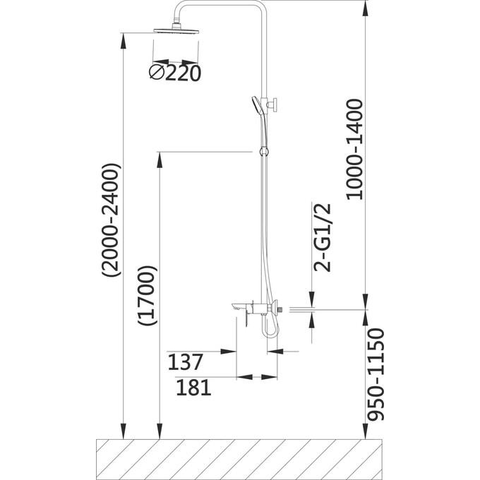 Душевая система Lidz Latwa 1030 Chrome LDLAT1030CRM45417 (хром, с изливом), Цвет производителя: хром, фото 10