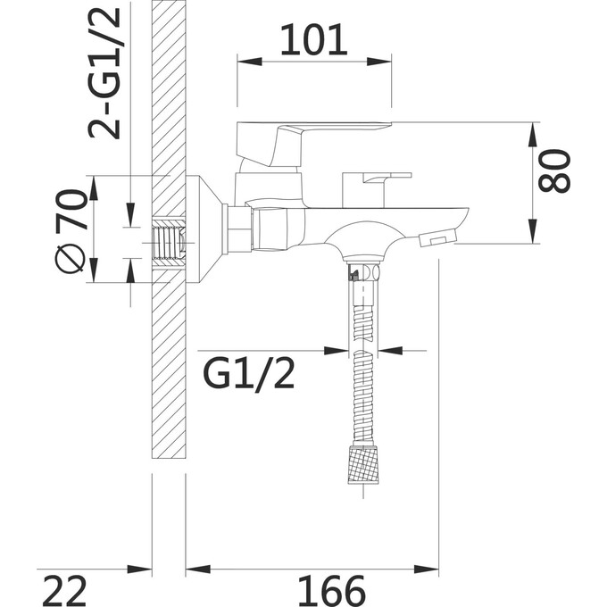 Смеситель для ванны Lidz Latwa 006 Black Matt LDLAT006BLA45419 (черный матовый, с лейкой и шлангом), Цвет производителя: черный матовый, фото 8