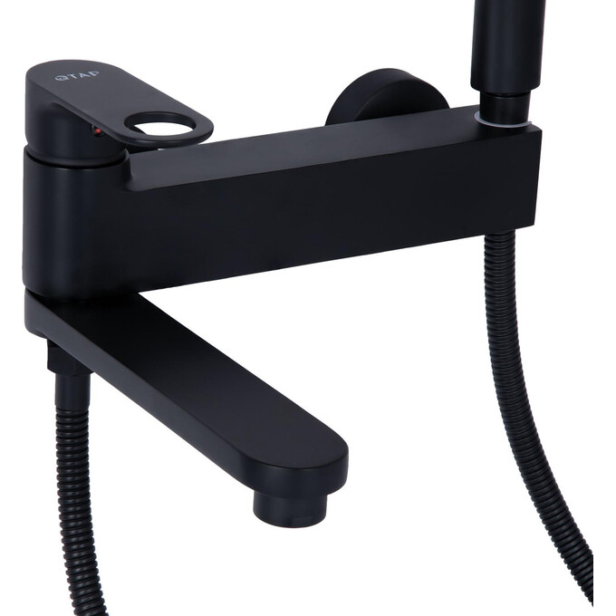 Смеситель для ванны Qtap Jay Black Matt QTJAY260BLM45548 (черный матовый, с лейкой и шлангом), Цвет производителя: черный матовый, фото 3