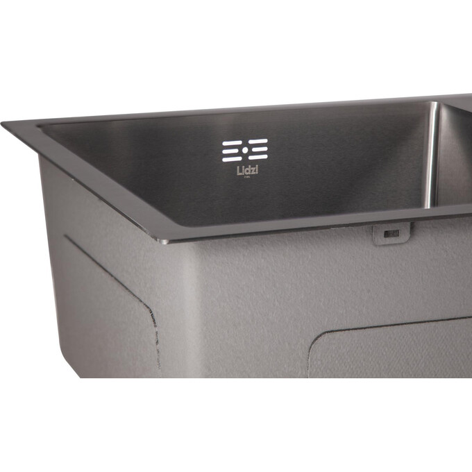 Мийка для кухні Lidz Handmade H7843 Brushed Black LDH7843BPVD45586 (78x43 см, брошована чорна, 3.0/1.0 мм, з сифоном і дозатором), фото , изображение 3