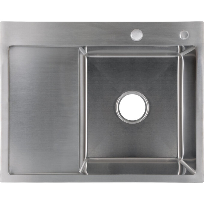 Мойка для кухни Lidz Handmade H6350L Brushed Steel LDH6350BRUL45588 (63x50 см, брашированная сталь, 3.0/1.0 мм, с сифоном и дозатором), Доступные размеры: 63 x 50 L, Цвет производителя: брашированная нержавеющая сталь, фото 