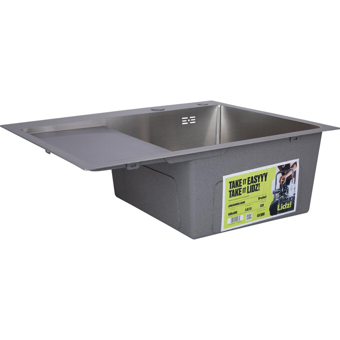 Мойка для кухни Lidz Handmade H6350L Brushed Steel LDH6350BRUL45588 (63x50 см, брашированная сталь, 3.0/1.0 мм, с сифоном и дозатором), Доступные размеры: 63 x 50 L, Цвет производителя: брашированная нержавеющая сталь, фото 2