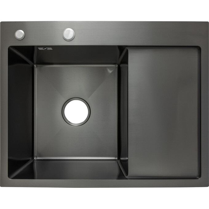 Мийка для кухні Lidz Handmade H6350BR Brushed Black LDH6350BRPVD45590 (64x50 см, брошована чорна, 3.0/1.0 мм, з сифоном і дозатором), Доступні розміри: 64 x 50 R, Колір виробника: фарбований чорний, фото 