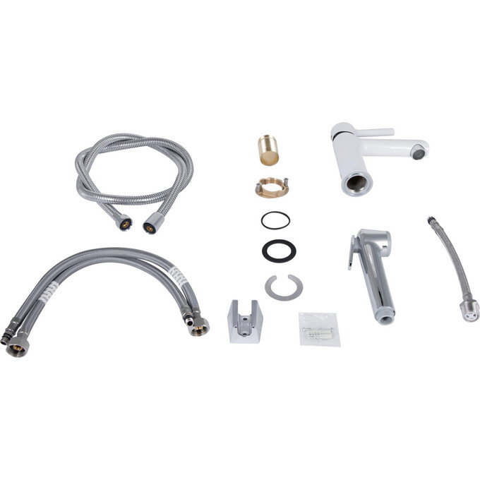 Смеситель для умывальника Qtap Grand Chrome/White QTGRA272CRW45671 (хром/белый, с гигиеническим душем), фото 6