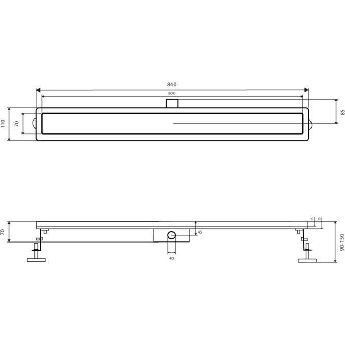 Душевой трап Qtap Taurus FA800MBLA QTTAUFA800MB (80 см, черный матовый), Цвет производителя: черный матовый, Доступные размеры: 80, фото 6