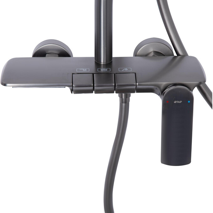 Душевая система Qtap Slavonice Gunmetal Black QTSLA111GMB45905 (черный металлик, с изливом, каскад), Цвет производителя: черный металлик, фото 10