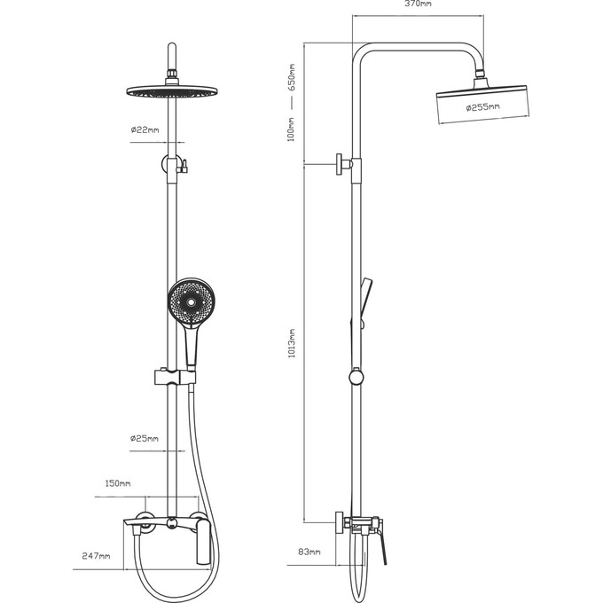 Душевая система Qtap Slavonice Gunmetal Black QTSLA110GMB45913 (черный металлик), Цвет производителя: черный металлик, фото 11
