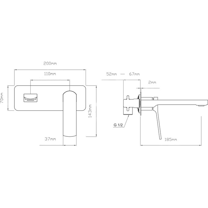 Змішувач прихованого монтажу для умивальника Qtap Slavonice Gunmetal Black QTSLA273GMB45920 (чорний металік, внутрішня частина в комплекті), фото , изображение 7