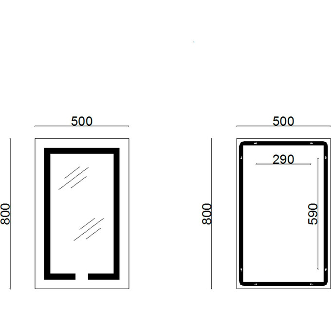 Зеркало для ванной комнаты Lidz Kubis LD78LF9365080 (80x50 см, с подсветкой, антизапотеванием и диммером), фото 6