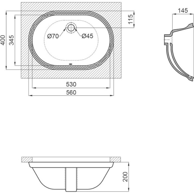 Умывальник Qtap Stork White Glossy QT15110522W (56x40 см, белый глянцевый), фото 5