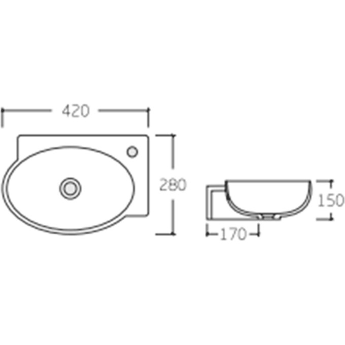 Умивальник Qtap Leo White Glossy QT11111008RW (42x28 см, білий глянсовий), Доступні розміри: 42 x 28 L, фото , изображение 5