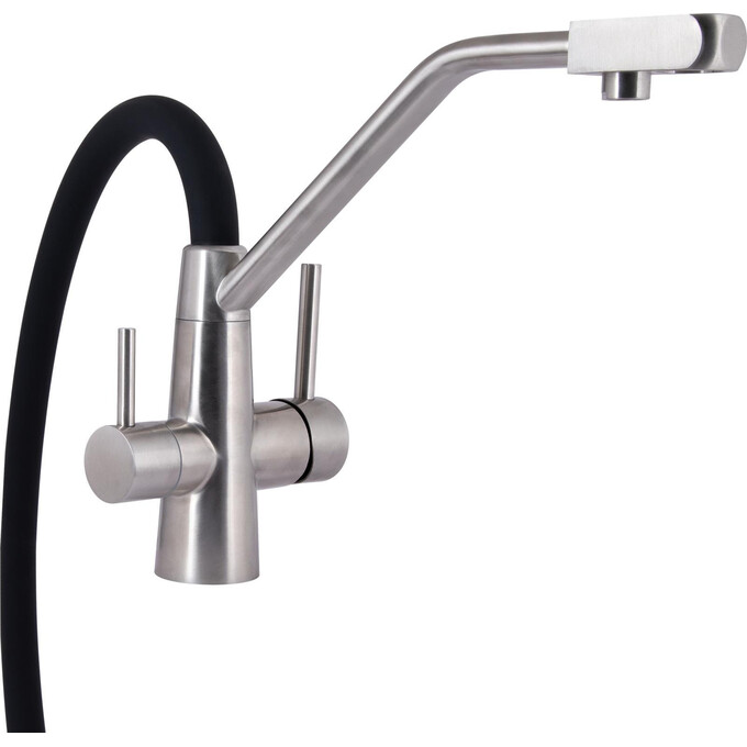 Смеситель для кухни Lidz Aria 020F3 Black Matt/Nickel LDARI020F3BNK37647 (черный матовый/никель, c гибким изливом и подключением питьевой воды), Цвет производителя: черный матовый, никель, фото 4