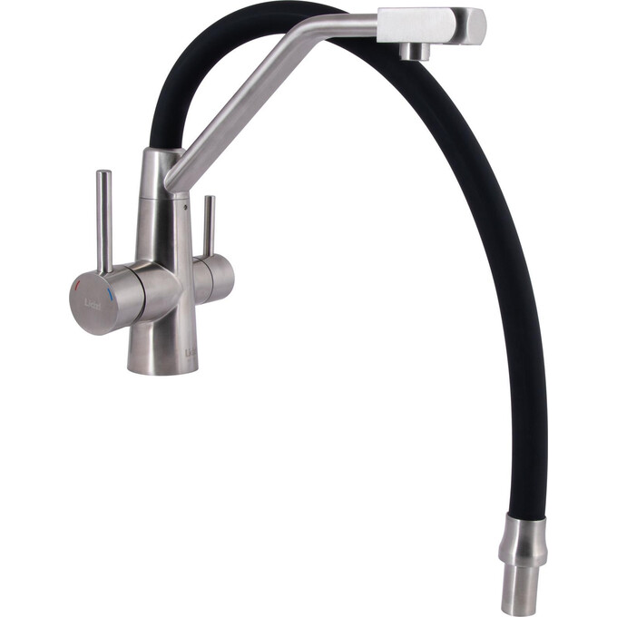 Смеситель для кухни Lidz Aria 020F3 Black Matt/Nickel LDARI020F3BNK37647 (черный матовый/никель, c гибким изливом и подключением питьевой воды), Цвет производителя: черный матовый, никель, фото 5
