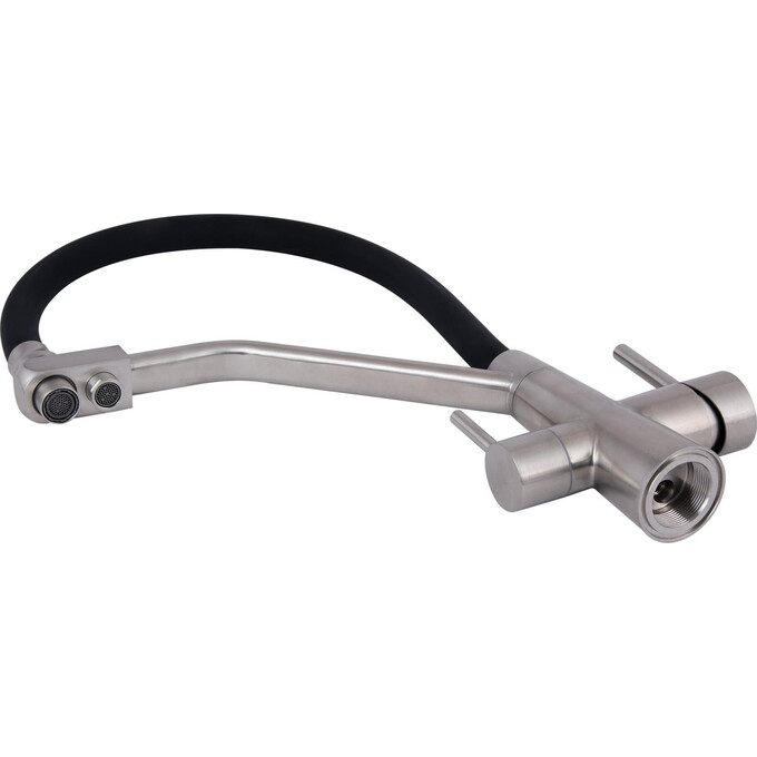 Смеситель для кухни Lidz Aria 020F3 Black Matt/Nickel LDARI020F3BNK37647 (черный матовый/никель, c гибким изливом и подключением питьевой воды), Цвет производителя: черный матовый, никель, фото 3