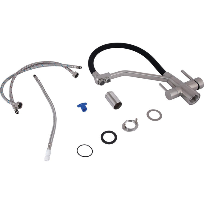 Смеситель для кухни Lidz Aria 020F3 Black Matt/Nickel LDARI020F3BNK37647 (черный матовый/никель, c гибким изливом и подключением питьевой воды), Цвет производителя: черный матовый, никель, фото 8