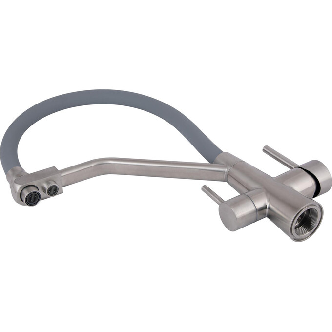 Смеситель для кухни Lidz Aria 020F3 Grey/Nickel LDARI020F3GNK39211 (серый/никель, c гибким изливом и подключением питьевой воды), Цвет производителя: серый, никель, фото 3