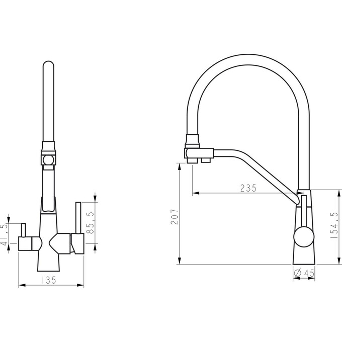 Смеситель для кухни Lidz Aria 020F3 Black Matt LDARI020F3BLA39212 (черный матовый, c гибким изливом и подключением питьевой воды), Цвет производителя: черный матовый, фото 9