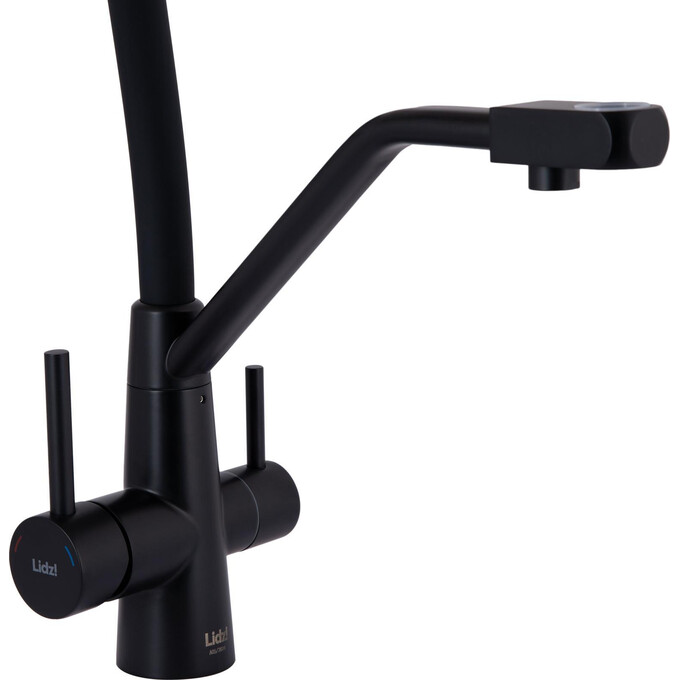 Смеситель для кухни Lidz Aria 020F3 Black Matt LDARI020F3BLA39212 (черный матовый, c гибким изливом и подключением питьевой воды), Цвет производителя: черный матовый, фото 4