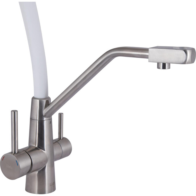 Смеситель для кухни Lidz Aria 020F3 Matt White/Nickel LDARI020F3WNK39480 (белый матовый/никель, c гибким изливом и подключением питьевой воды), Цвет производителя: белый матовый, никель, фото 4