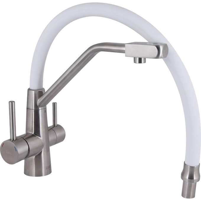 Смеситель для кухни Lidz Aria 020F3 Matt White/Nickel LDARI020F3WNK39480 (белый матовый/никель, c гибким изливом и подключением питьевой воды), Цвет производителя: белый матовый, никель, фото 5