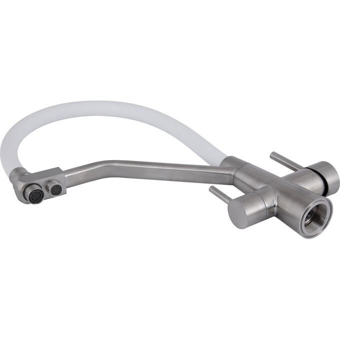 Смеситель для кухни Lidz Aria 020F3 Matt White/Nickel LDARI020F3WNK39480 (белый матовый/никель, c гибким изливом и подключением питьевой воды), Цвет производителя: белый матовый, никель, фото 3