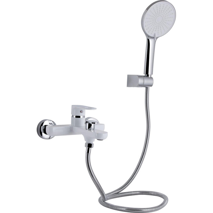 Смеситель для ванны Qtap Jay Chrome/White QTJAY259CRW45553 (хром/белый, с лейкой и шлангом), фото 