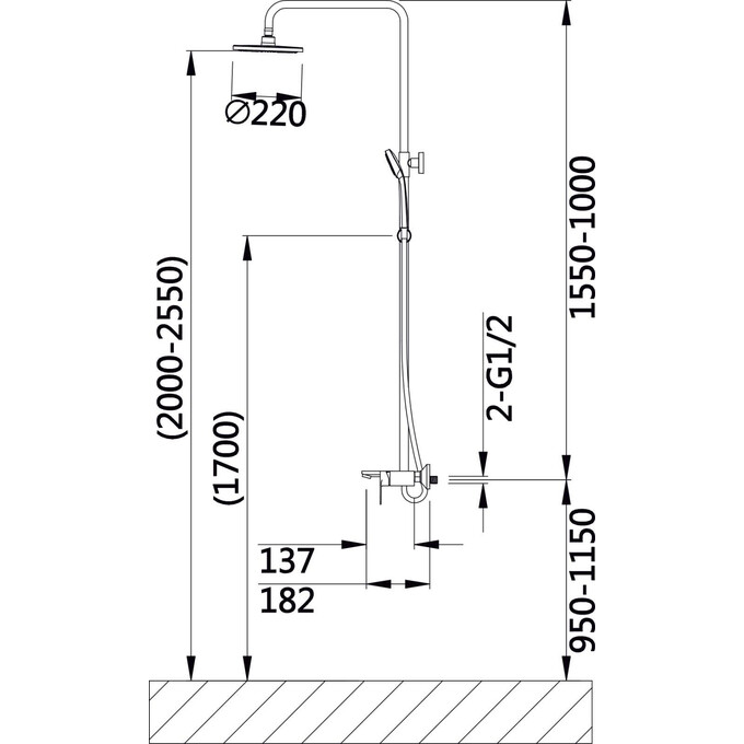 Душевая система  Qtap Aries Chrome QTARI111CRM45560 (с изливом), фото 10