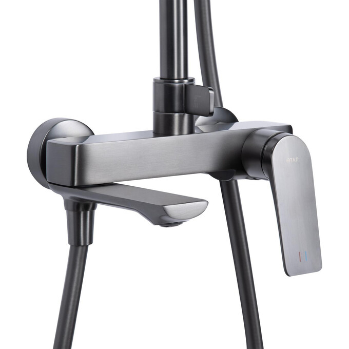 Душевая система Qtap Vlasta New Gunmetal Black QTVLA111GMB45651 (черный металлик, с изливом), Цвет производителя: черный металлик, фото 2