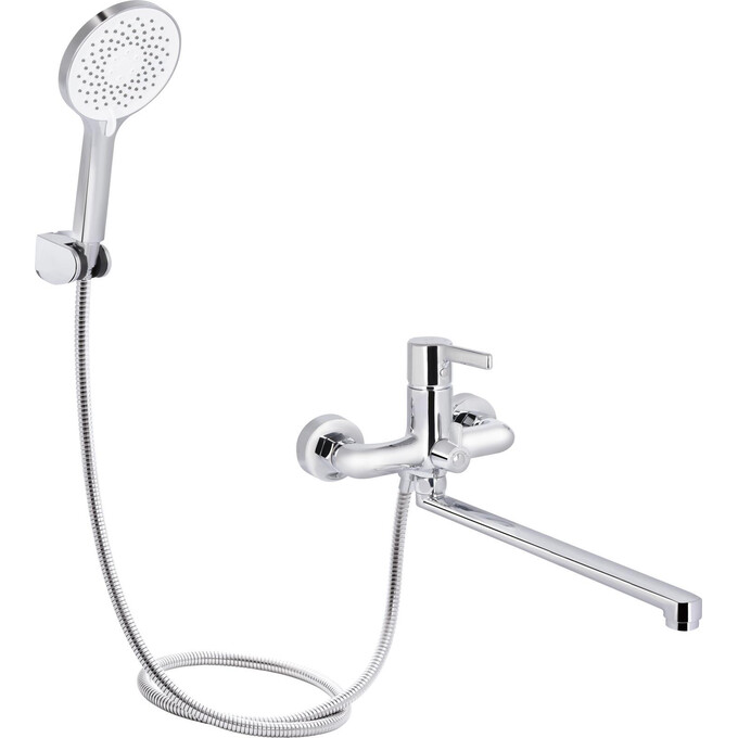 Смеситель для ванны Qtap Cardinal Chrome QTCAR260CRM45657 (с лейкой и шлангом), фото 