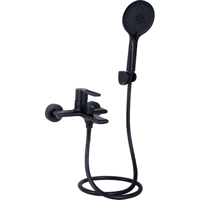 Смеситель для ванны Qtap Taurus Black Matt QTTAU259BLM45662 (черный матовый, с лейкой и шлангом), Цвет производителя: черный матовый, фото 