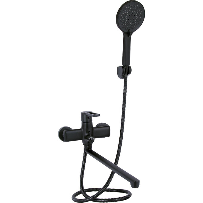 Смеситель для ванны Qtap Taurus Black Matt QTTAU260BLM45664 (черный матовый, с лейкой и шлангом), Цвет производителя: черный матовый, фото 