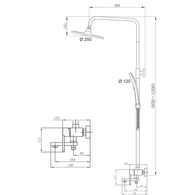 Душова система Qtap Taurus Chrome QTTAU111CRM45665 (хром, з виливом), Колір виробника: хром, фото , изображение 12