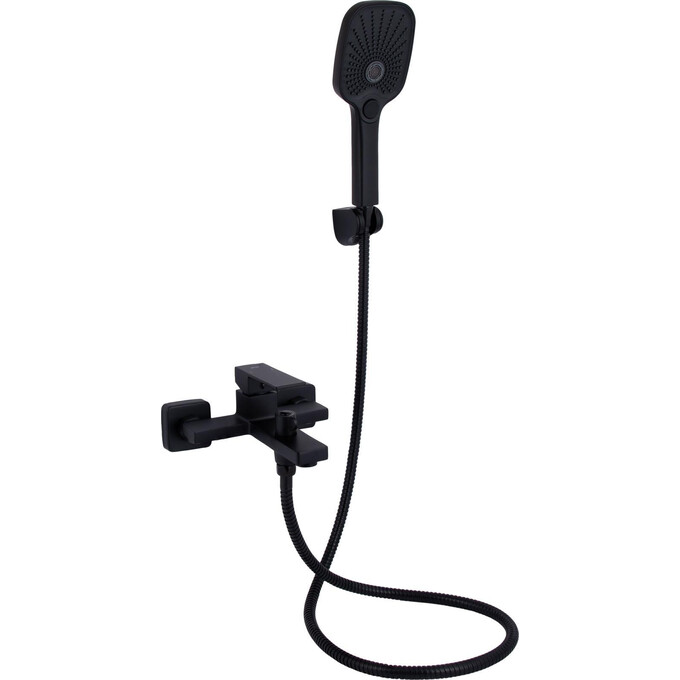 Смеситель для ванны Qtap Gemini Black Matt QTGEM259BLM45682 (черный матовый, с лейкой и шлангом), Цвет производителя: черный матовый, фото 