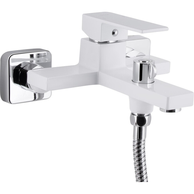 Смеситель для ванны Qtap Gemini Chrome/White QTGEM259CRW45683 (хром/белый, с лейкой и шлангом), Цвет производителя: хром, белый, фото 2