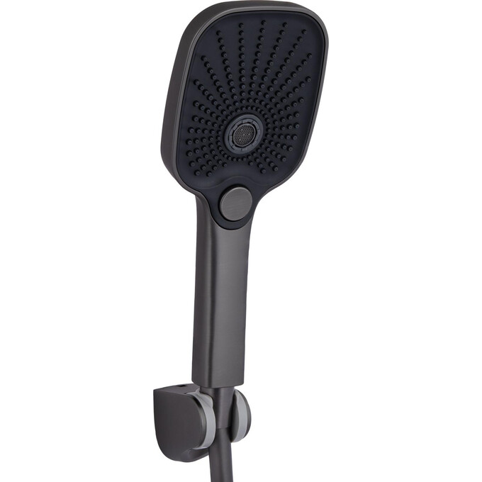 Змішувач для ванни Qtap Gemini Gunmetal Black QTGEM259GMB45684 (чорний металік, з лійкою та шлангом), Колір виробника: чорний металік, фото , изображение 4