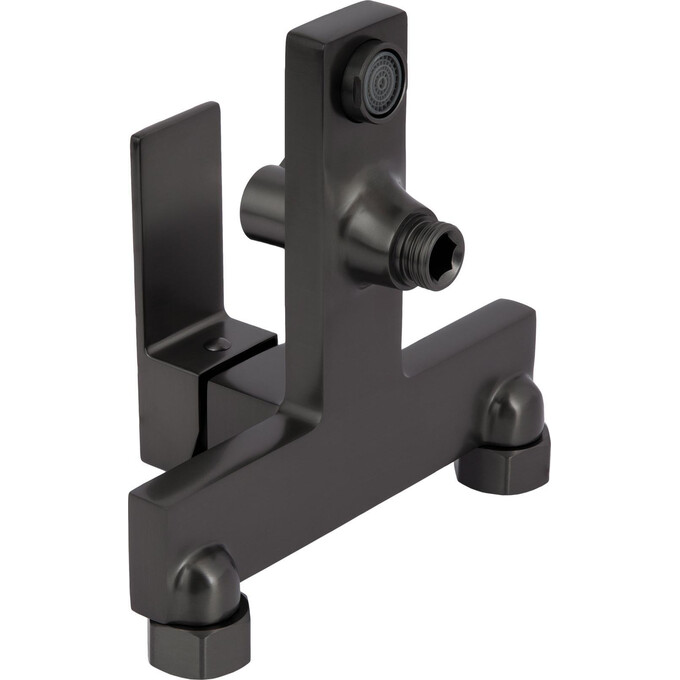 Змішувач для ванни Qtap Gemini Gunmetal Black QTGEM259GMB45684 (чорний металік, з лійкою та шлангом), Колір виробника: чорний металік, фото , изображение 3