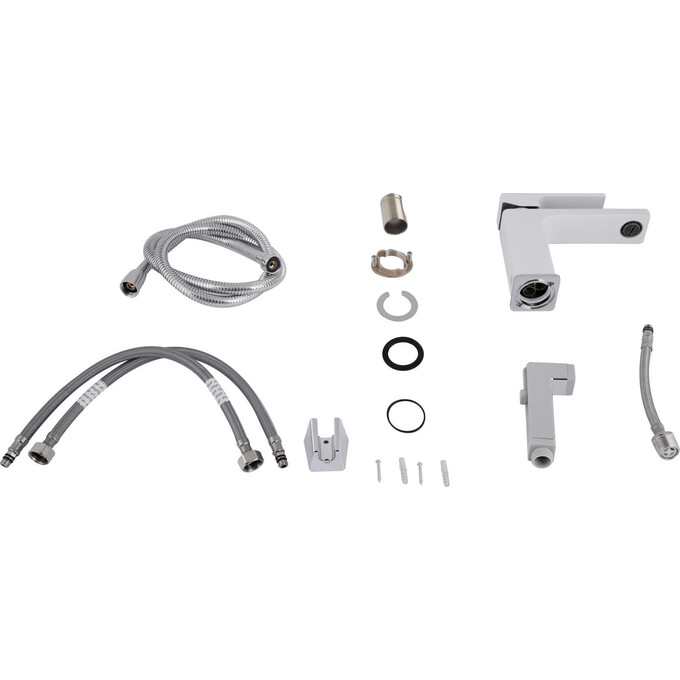 Змішувач для умивальника Qtap Gemini Chrome/White QTGEM272CRW45691 (хром/білий, з гігієнічним душем), Колір виробника: хром, білий, фото , изображение 6