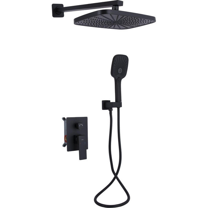 Душевая система Qtap Gemini Black Matt QTGEM113BLM45697 (черная матовая, скрытого монтажа), Цвет производителя: черный матовый, фото 